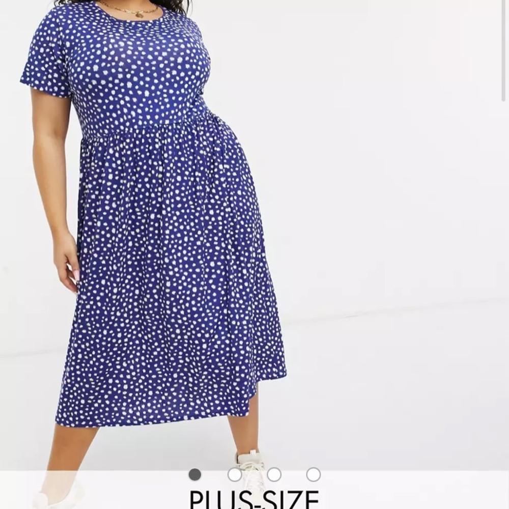 Asos Blue and Yellow Polka Dot Midi Dress